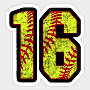 Fastpitch Softball Number 16 #16 Softball Shirt Jersey Uniform Favorite Player Biggest Fan Sticker